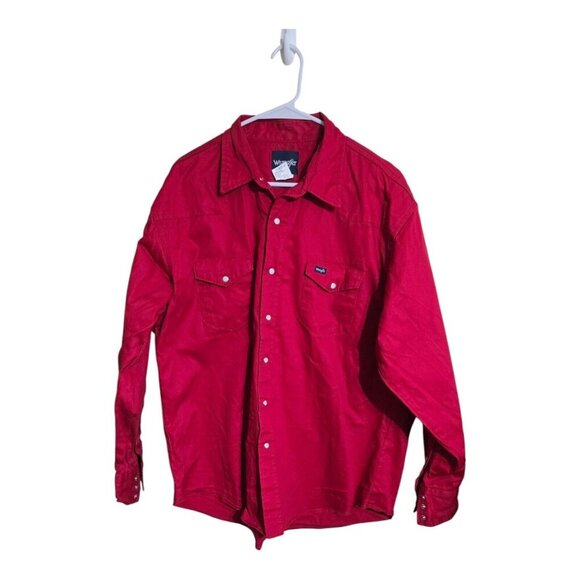 Wrangler Shirt Men 2XL Red Cut Pearl Snap Twill Western Rancher Cowboy MS70619 - Picture 1 of 6